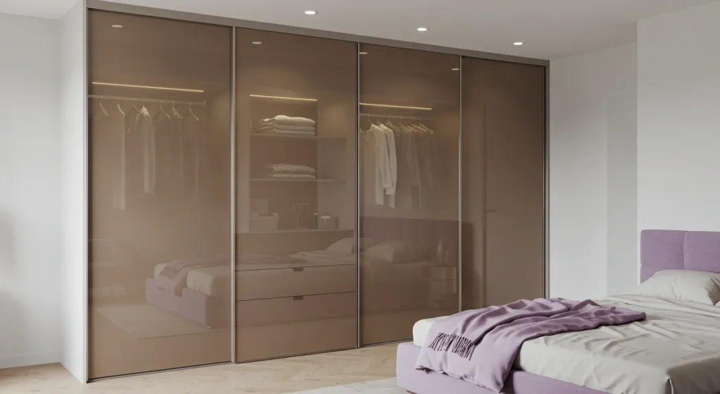 Armário planejado com portas de correr Reflecta Bronze — Art Closet